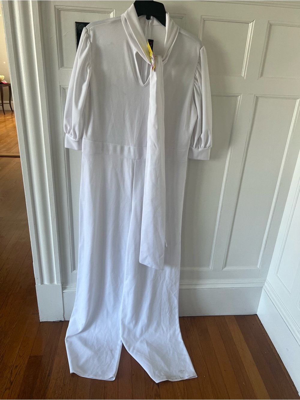 White Long Tie-Neck Maxi Dress